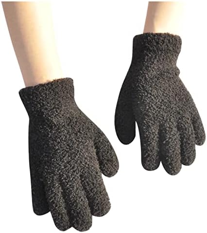 Qvkarw Студени мъжки ръкавици Однотонного Зимен цвят, Топъл, плътен Кадифе, Дамски плетени калъф за ръкавици, Ръкавици