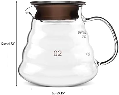 Стъклена кана за Кафе, Кафе Услуга обем 500 мл, Чайник от Прозрачно Стъкло за ръчно приготвяне на кафе Вливане или