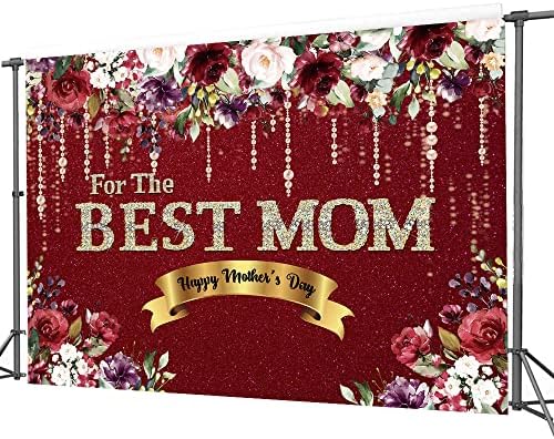 CHAIYA 8x6ft Щастлив Фон Ден на Майката е най-Добрият Фон За майки С Флорални Златни Точки Фон за Снимки на Деня на Майката, Рожден Ден, Декорация Ден на Майката, Банер