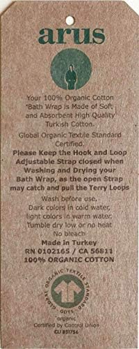 Arus Men ' s DESI Сертифицирани Органични Турски Памук С Регулируема Закопчалка, Обвивка за спа душ и вана, Въглен