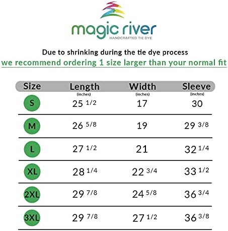 Тениски Magic River от памук с дълъг ръкав ръчно изработени за оцветяване на равенство - 6 размери за възрастни