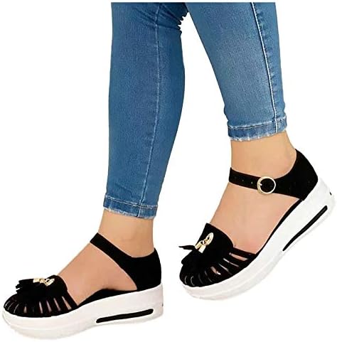 Msaikric Ежедневни летни сандали за жени 2022, сандали телесен цвят с джапанки, юношески сандали на танкетке и платформа,