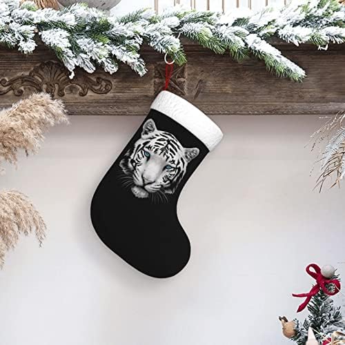 Сладък Коледен Отглеждане с Бял Тигър, Коледни Празнични Украси, Окачен Чорап за Камина, 18 Инча, Чорапи