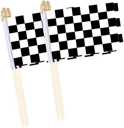 Флаг за състезателен автомобил Lebei в клетката, Мини-Малки Черно-Бели Ръчни Квадратчетата-пръчки, 4x6 инча, 12
