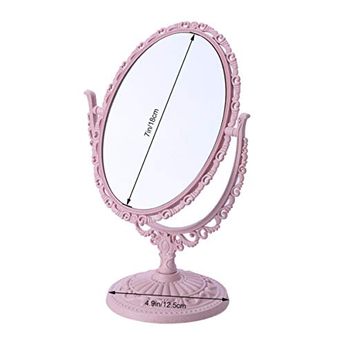 Винтажное Огледало за грим Minkissy, Десктоп Тоалетен Огледало със Стойка, Двустранно Огледало със Завъртане на