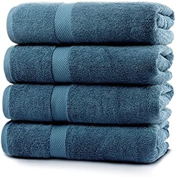 Синьо кърпи за баня Villa Celestia 700 GSM Премиум-клас, Хавлиени Кърпи от памук, в Синьо, Комплект от 4 Быстросохнущих