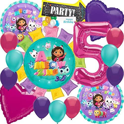 Балони за куклена къща Anagram Gabbys, Колекция за Партита, Аксесоар за Партита, Многоцветен, Лицензиран, 5-ти рожден