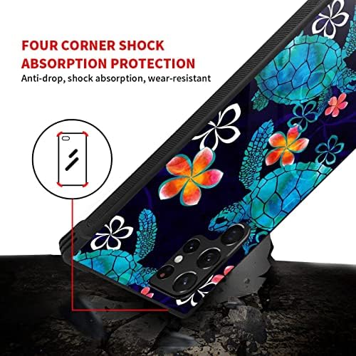 Goodsprout е Съвместим с Samsung Galaxy S23 Ultra Case, Костенурка и цветя Невероятен Дизайн на Модела устойчив на удари Твърд калъф за Samsung Galaxy S23 Ultra Case със защита от надраскване