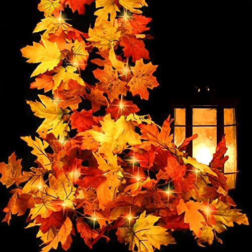 Есенни Декорации STEFORD за Деня на Благодарността, Гирлянда от кленов листа, Струнни инструменти, осветителни тела,