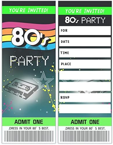 Покани за билети на 80-те години - Парти по случай рождения ден на 1980-те години - Ретро Денс парти на кънки (20 групи с конвертами )