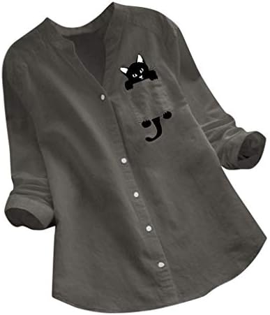 Дамска Риза с Флорална Принтом Големи Размери, Ежедневни Свободни Блузи, Риза, Блуза, копчета С V-образно деколте