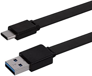 Плосък кабел за зареждане и синхронизиране от Monoprice USB Type-C-Type-A 3.2 Gen1 с дължина 3 метра, черен, със