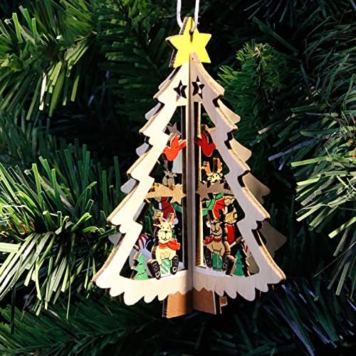 Коледна Украса от Дървен Lase R Кухи Висулки във формата На Коледно Дървени Орнаменти във Формата На Снежинки, Подаръци