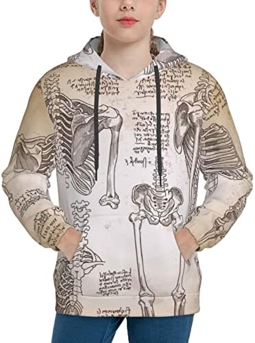 ITAPEL Блузи с качулка За момчета и Момичета Анатомични Рисунки на Човешкото Тяло Джоб Кенгуру Унисекс Топ С Качулка За 7-20 години