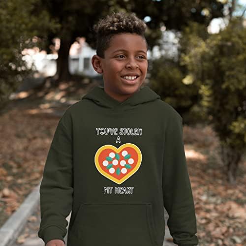 Детска hoody от порести руно с шарките на сърцето - Hoody за деца с пица - Романтичната hoody за деца