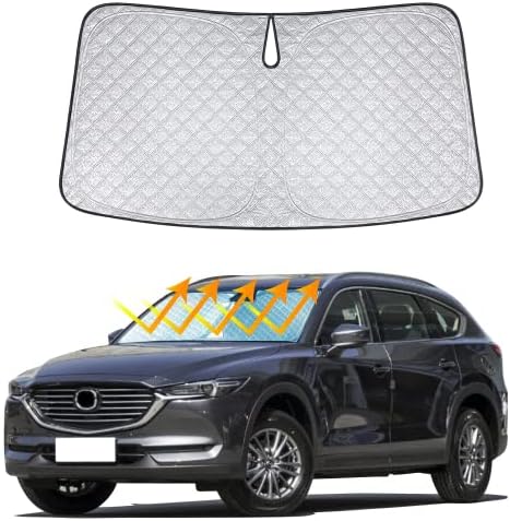Kathaobai сенника на Предното стъкло за Mazda CX5 2017 2018 2019 2020 2021 2022 2023 Сгъваема сенника На Прозореца на Auto Топлинен Щит с Козирка Защитник Блокира УЛТРАВИОЛЕТОВИТЕ лъчи, Зап?