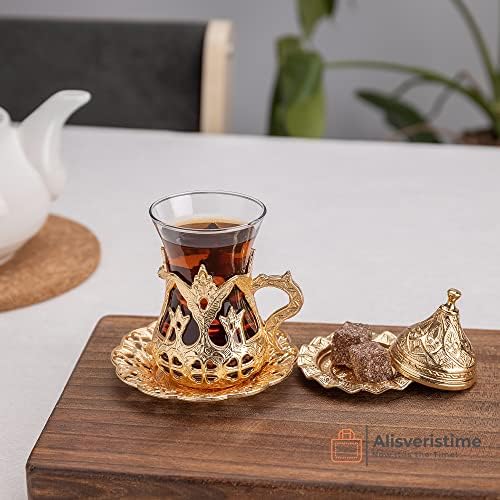 Alisveristime (КОМПЛЕКТ От 6 Сервировочных Чаши са Ръчно изработени с турска Ч. вода Zamzam и Блюдцем (злато)