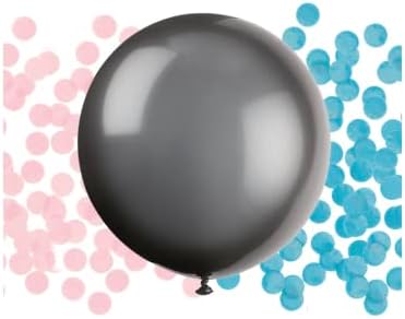 Латексный балон с конфети Разкриване на пол - 24 инча, Черен, 1 бр.