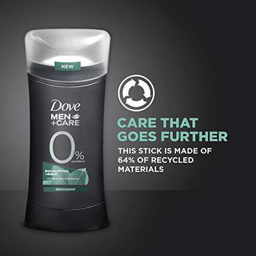 Dove Men + Care 0% Дезодорант-стик за мъже, дезодорант без алуминий, Евкалипт + Бреза Хидратиращ крем за естествена