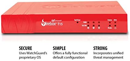Защитна стена за сигурност WatchGuard Firebox T15 с 3-годишен пълен пакет за сигурност за дома и малкия бизнес (WGT15643-WW)