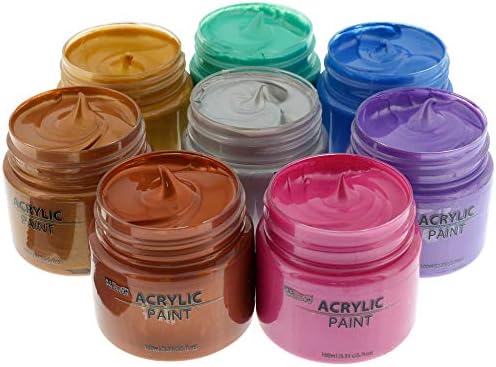 Комплект кутии за акрилна боя Металик от САЩ Art Supply 8 цвята, 100 мл (3,33 течни унции) - Професионален художник,