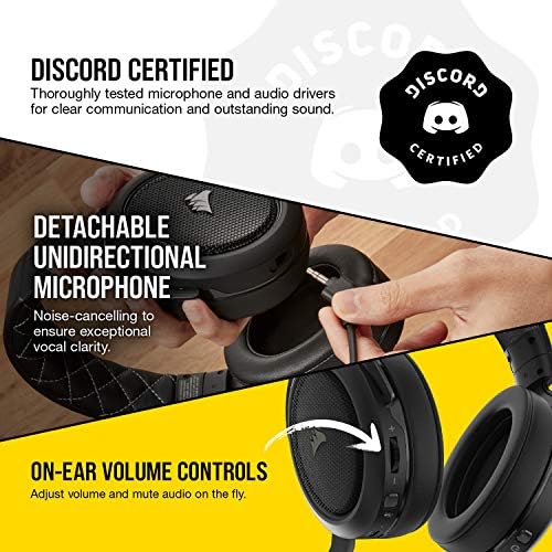 Безжична детска слушалки Corsair HS70 Pro - Слушалки съраунд звук 7.1 за PC са Сертифицирани Discord - Драйвери