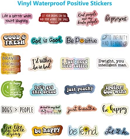 Вдъхновяващи Етикети 50 бр., Мотивационни Етикети за тийнейджъри и Възрастни, Водоустойчив Винил Положителни Етикети