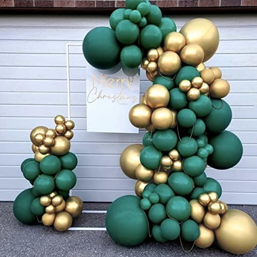 Тъмно зелен златната топка Арка-венец Комплект Метален златната топка 134 бр. за рожден Ден, абитуриентски, детски