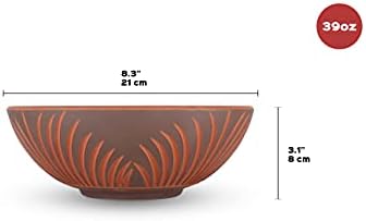 8-инчов декоративна теракотената купа ръчно изработени Uqayu в селски стил: е идеална за сервиране на супа, салата,