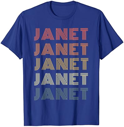 Джанет Първото Име На Ретро Стил Ретро Тениска С Надпис Wordmark Pattern