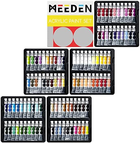 Комплект Акрилни бои MEEDEN, 100 Цветни Тюбиков, 0,41 течни унции/12 мл, Акрилна Боя, Наситени Пигменти, които не