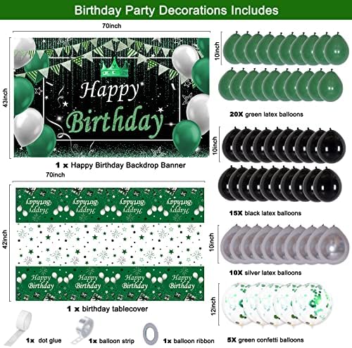 Декорация за рожден Ден за мъже И Жени, Зелено-Черни Украса за Парти по случай рождения Ден, на Фона честит Рожден