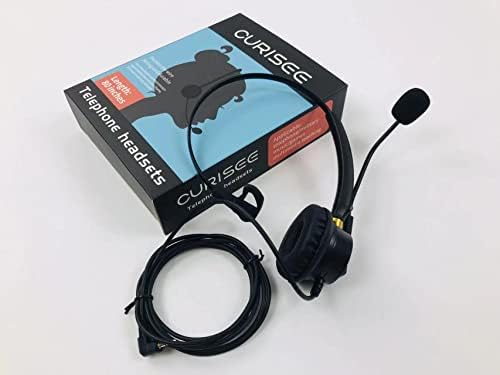 Телефонни слушалки CURISEE 2,5 мм, микрофон може да се върти на 330 °, лента за глава може да се регулира