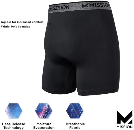 Мъжко бельо MISSION Mesh Boxer Briefs 6 инча - Ефективно отвеждане на топлината - 3 опаковки