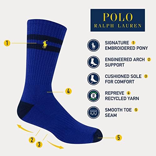 Мъжки Класически спортни Чорапи POLO RALPH LAUREN Repreve 6 Чифта В опаковка