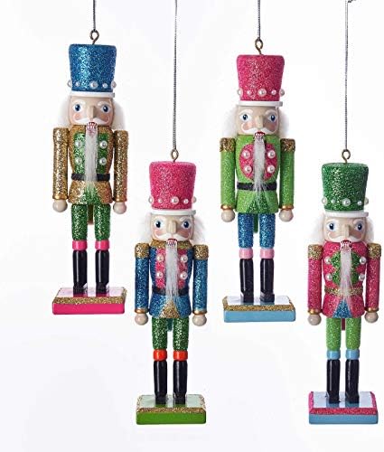 Комплект от 4 Коледни Празнични украси Kurt S. Adler Лешникотрошачка с перли, Ярки цветове
