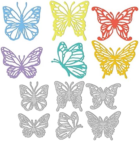 GLOBLAND 6 бр. Кардирана Пеперуди Режещи Метални Печати Кардирана Пеперуди Щанцоване Шаблони за Релеф Шаблон за