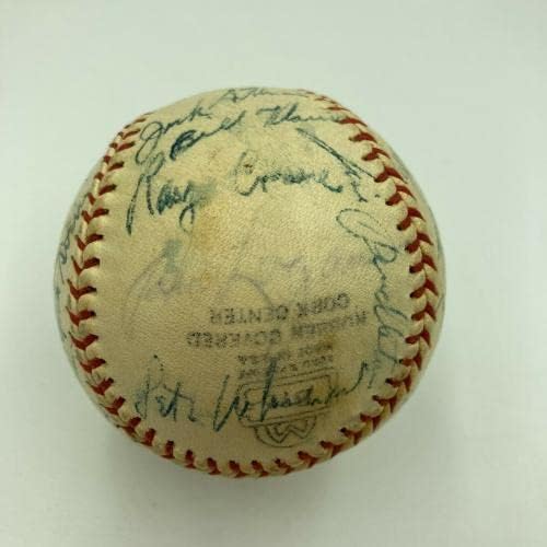 Ница 1953 Екипът на Милуоки Брейвз Подписа бейзболни 28 топки на Еди Мэтьюза, JSA COA - Бейзболни топки с автографи