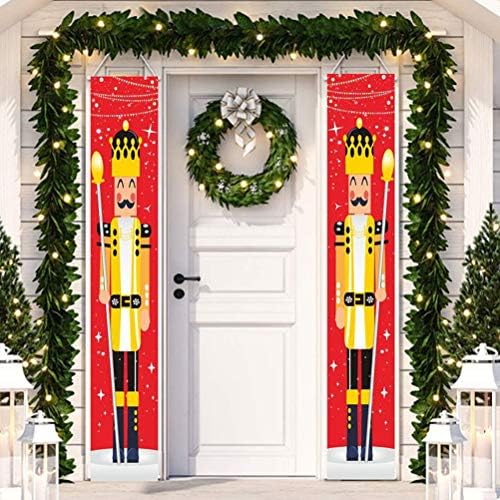 VALICLUD 1 двойка Коледен Врата Завесата Лешникотрошачката Войници Банер Врата Знаме (Червено + Жълто)