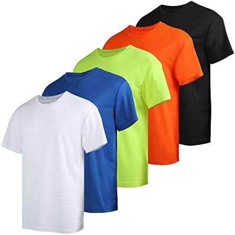 LI HANTON 5-Pack Мъжки Бързосъхнеща Тениска С кръгло деколте и Къс ръкав Value Pack Спортна Тениска За бягане във