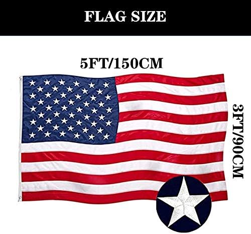 Бродирана Американски флаг на САЩ 3x5 Метра на открито - 200D Найлон знамена на САЩ ярки цветове - Банер Unite States